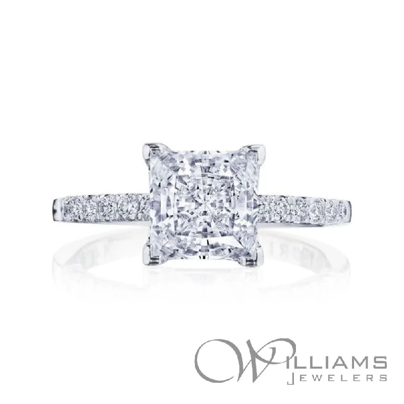 solitaire engagement rings with platinum bands -Tacori Coastal Crescent 14 Karat Diamond Engagement Ring