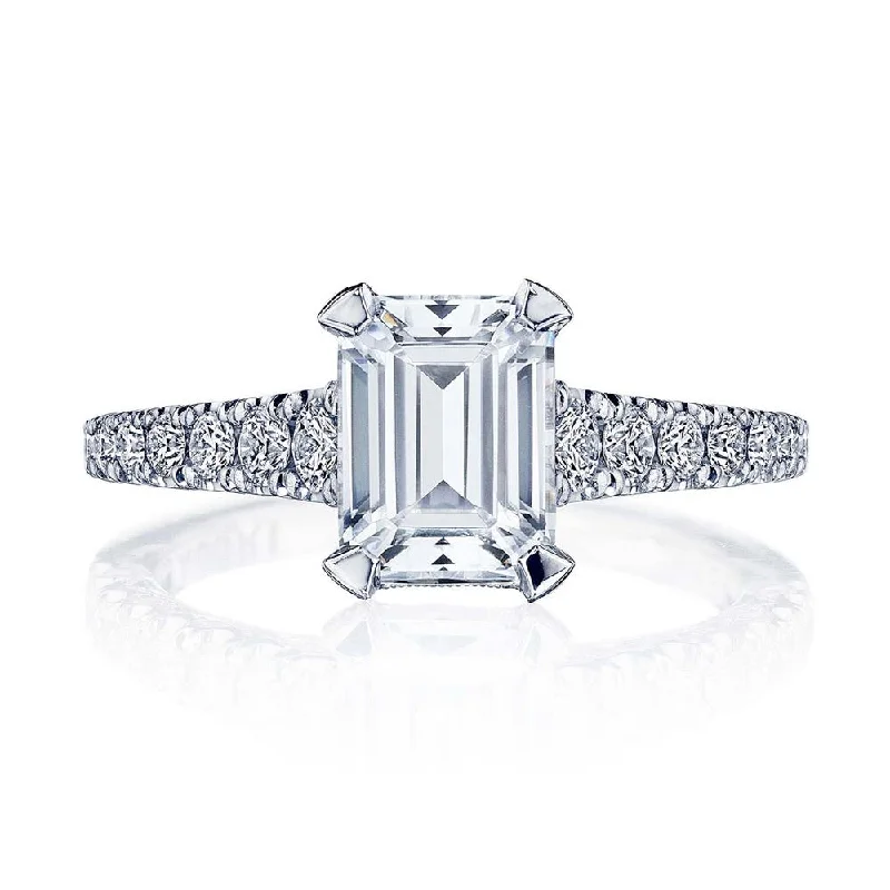 romantic engagement rings with round diamonds -Emerald Solitaire Engagement Ring