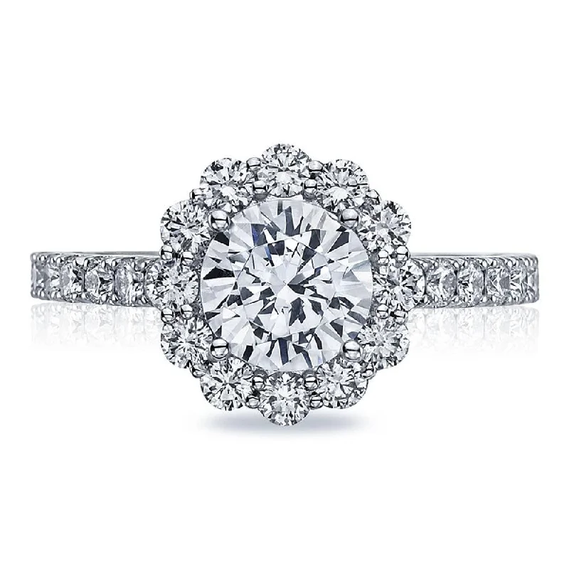 romantic engagement rings with diamond halos -Round Bloom Engagement Ring