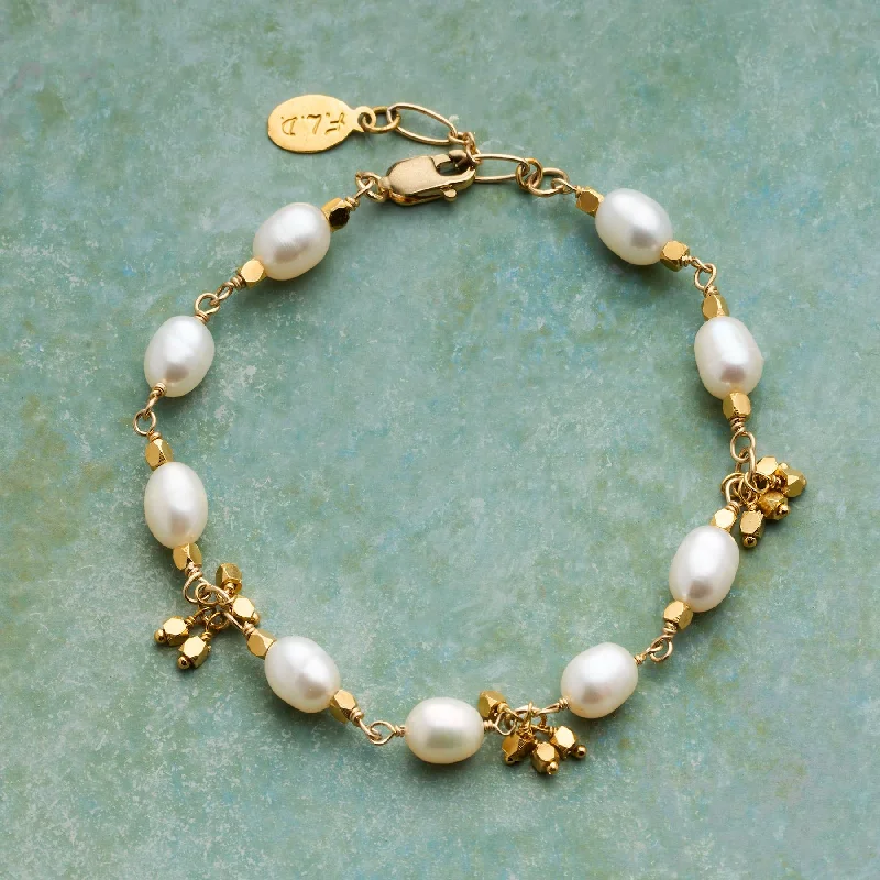 luxurious gold bracelet sets for women -Pitter Patter Pearl Bracelet