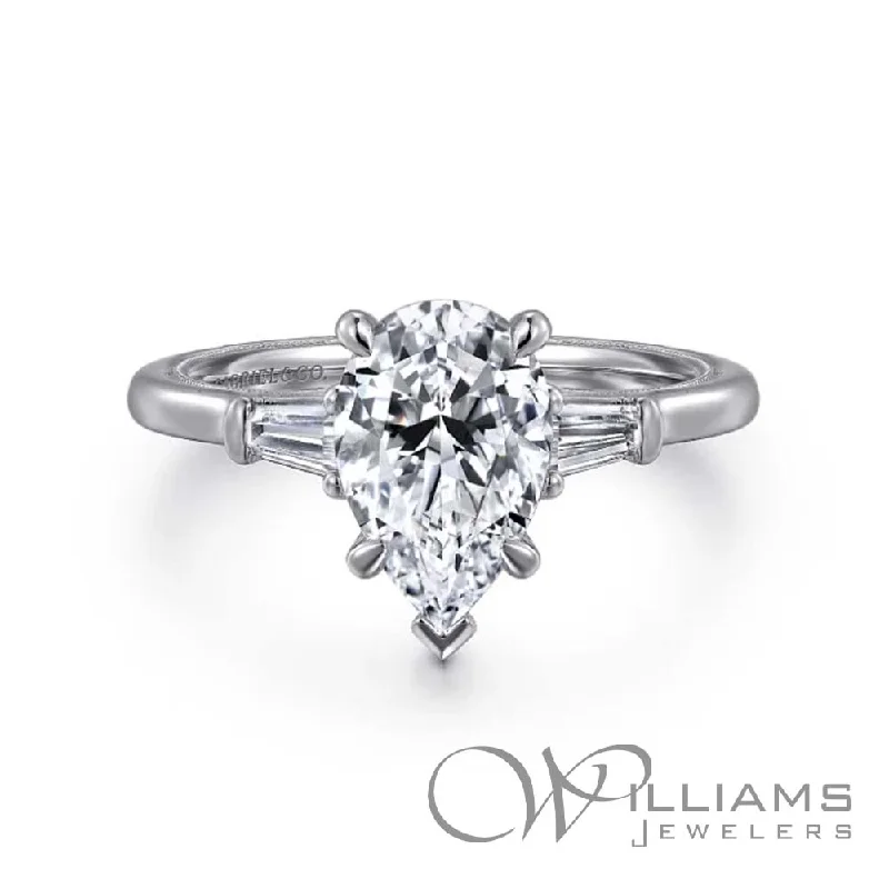 radiant engagement rings with gemstone pave designs -Gabriel & Co. Classics 14 Karat Diamond Engagement Ring