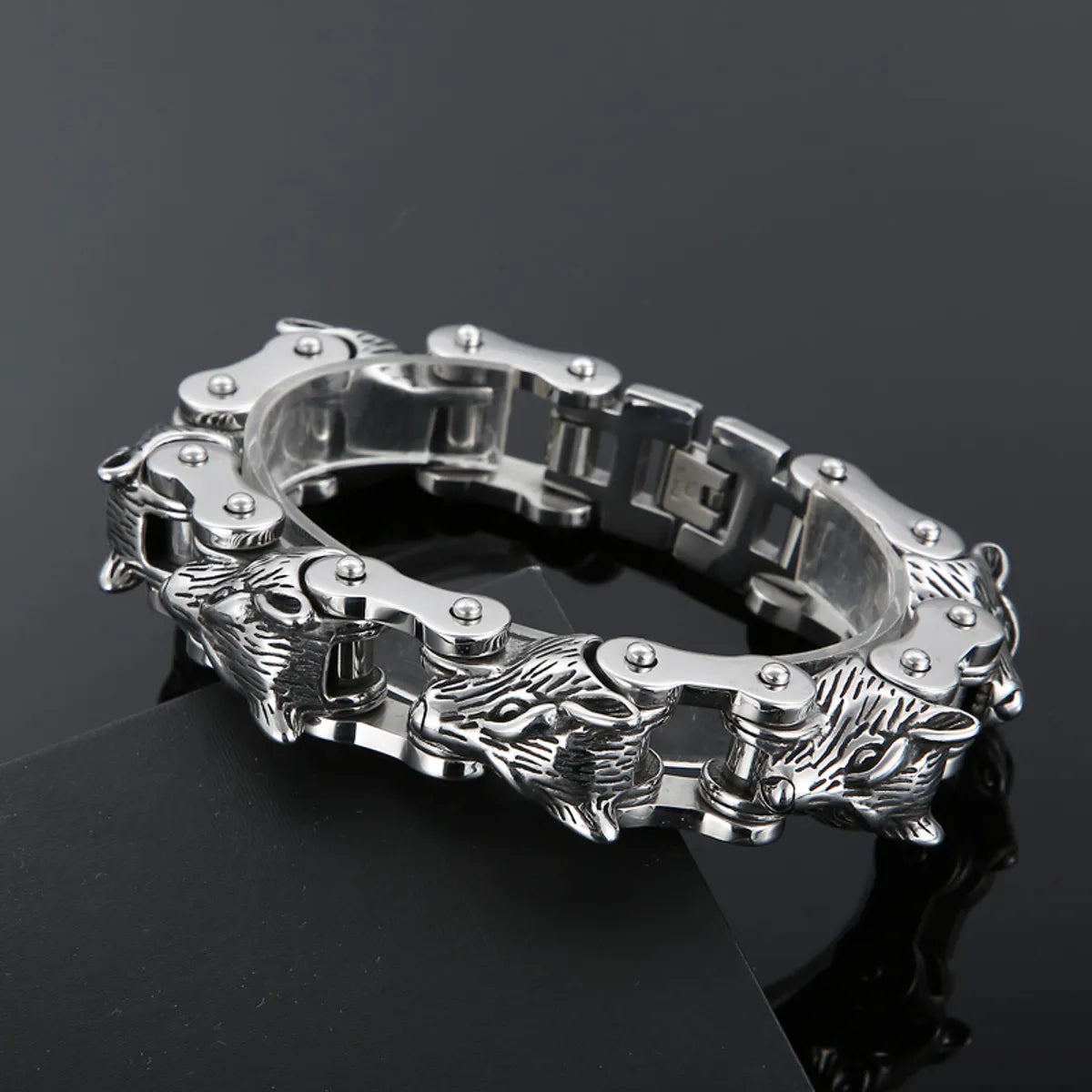 timeless gold bracelets for women -1 Piece Hip-hop Animal Wolf Titanium Steel Bracelets