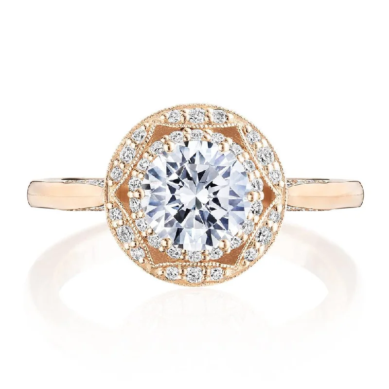 affordable engagement rings with white diamonds -Round Bloom Engagement Ring