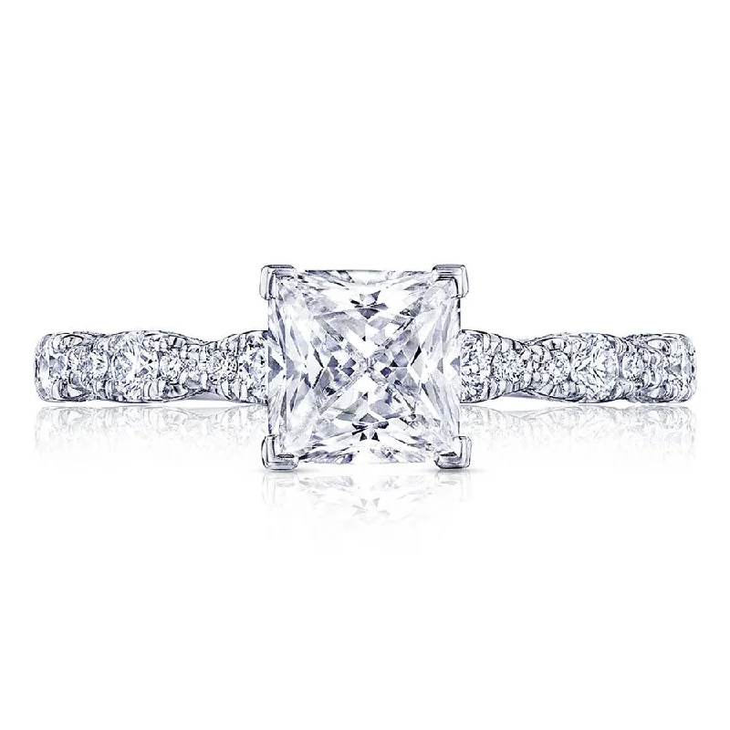 engagement rings with square sapphires and diamonds -Princess Solitaire Engagement Ring