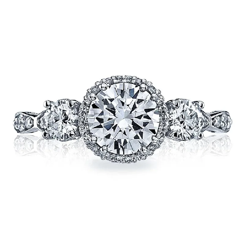 engagement rings with oval center stones -Round 3-Stone Engagement Ring