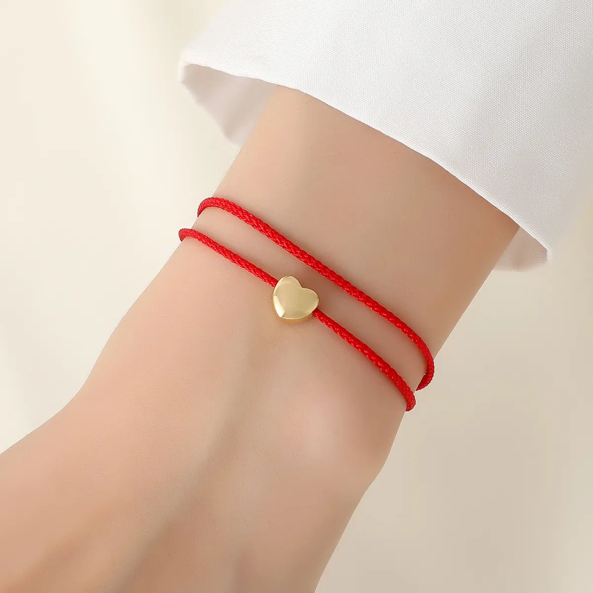 radiant crystal bangle bracelets for women -Casual Simple Style Four Leaf Clover Heart Shape Alloy Rope Copper Braid Unisex Bracelets Anklet