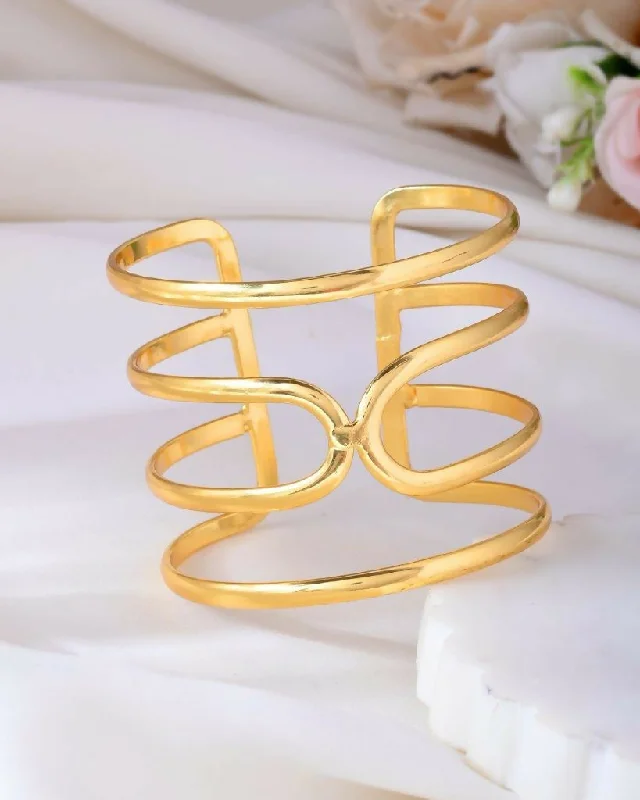 elegant gold bracelets for women -VOJ Gold Plated multi Layer Kada Bracelet