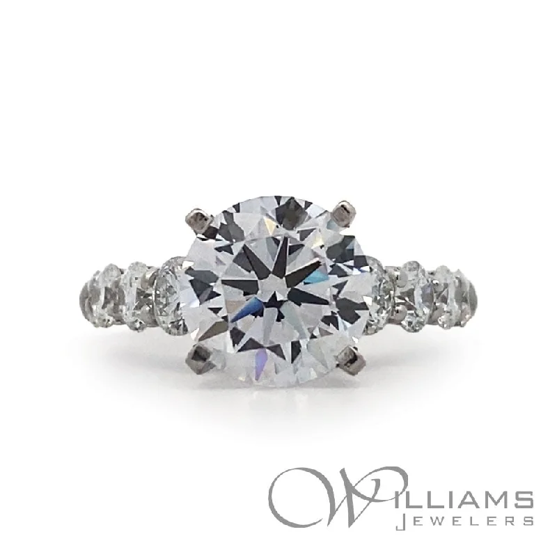 engagement rings with square sapphires and diamonds -JB Star Platinum Diamond Engagement Ring