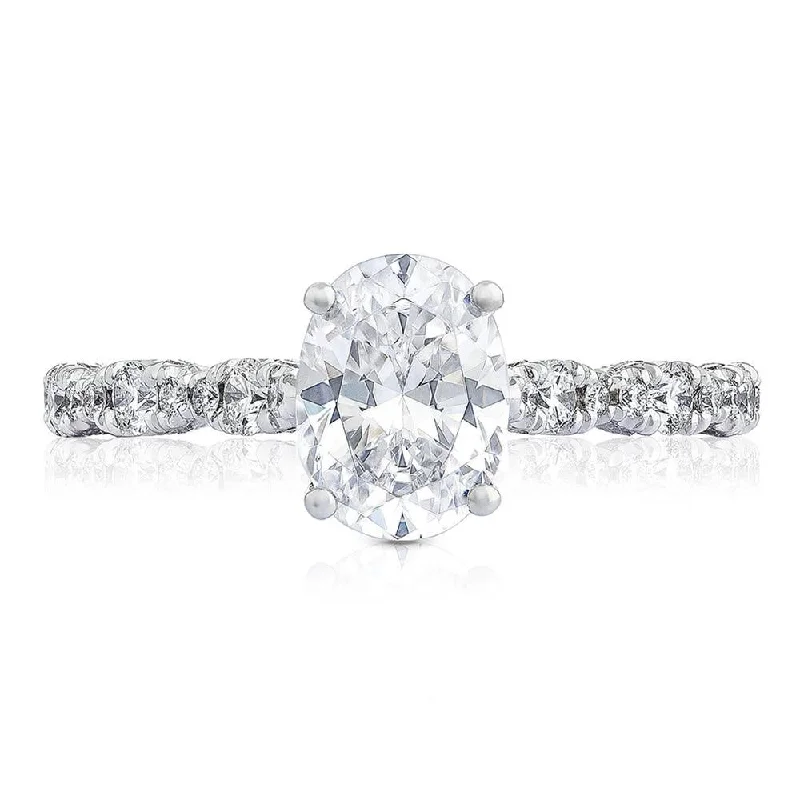 engagement rings with platinum gemstone accents -Oval Solitaire Engagement Ring