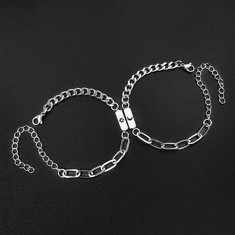 Stainless Steel Double Matching Sun and Moon Pair