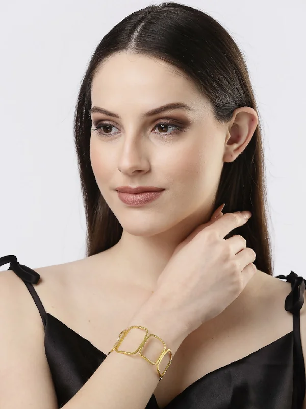 radiant leather bracelet sets for women -NVR Women Gold-Plated Western Cuff Bracelet