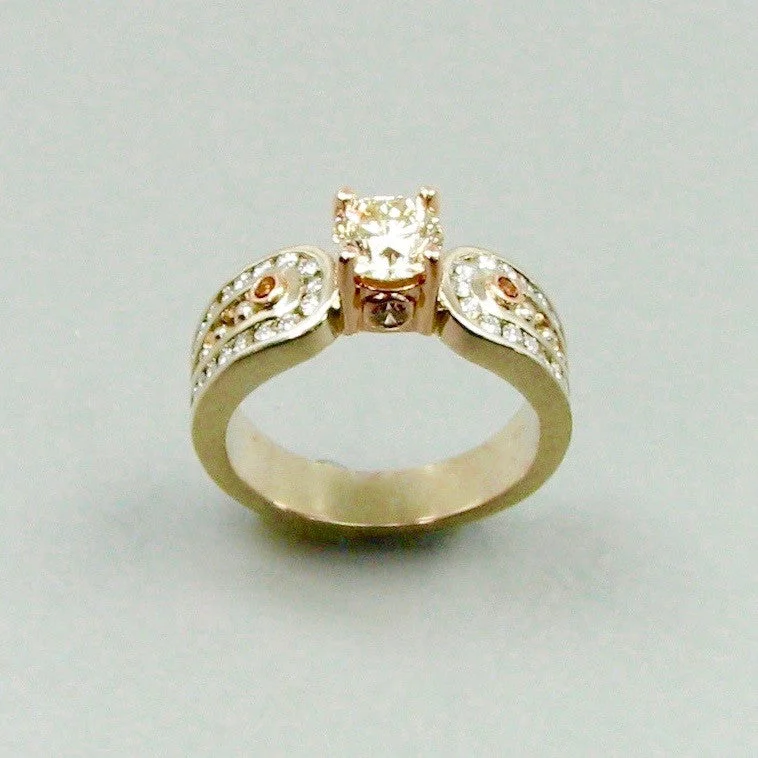 timeless engagement rings with gold bands -Champagne Diamond Ring