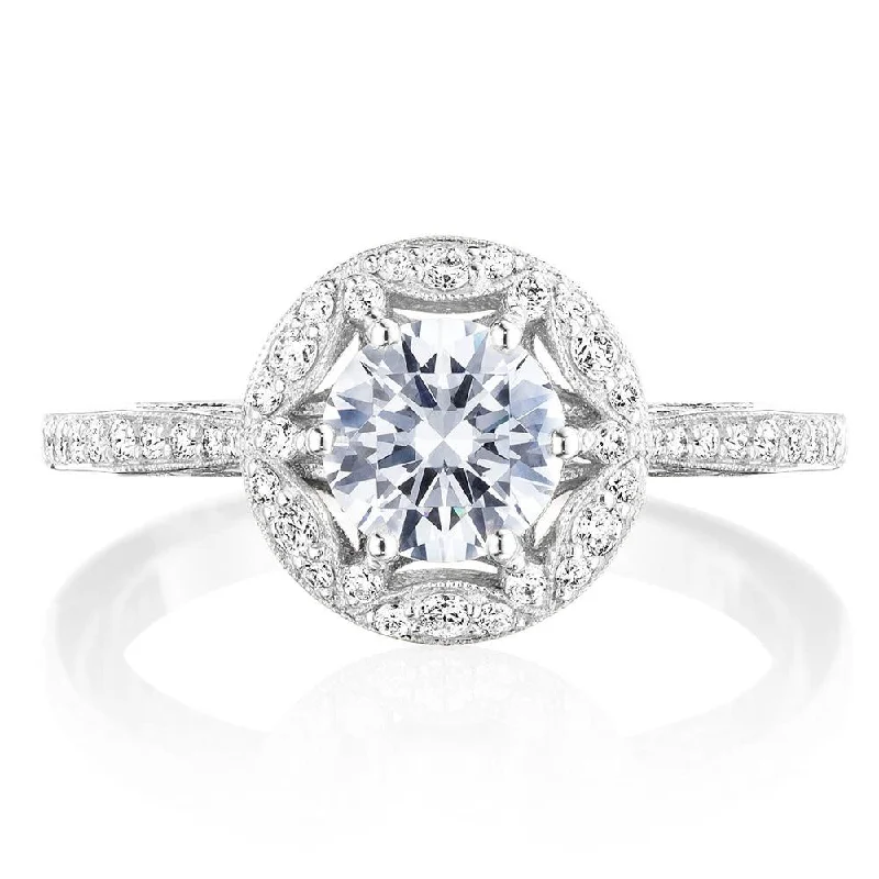 timeless engagement rings with diamond halos -Round Bloom Engagement Ring