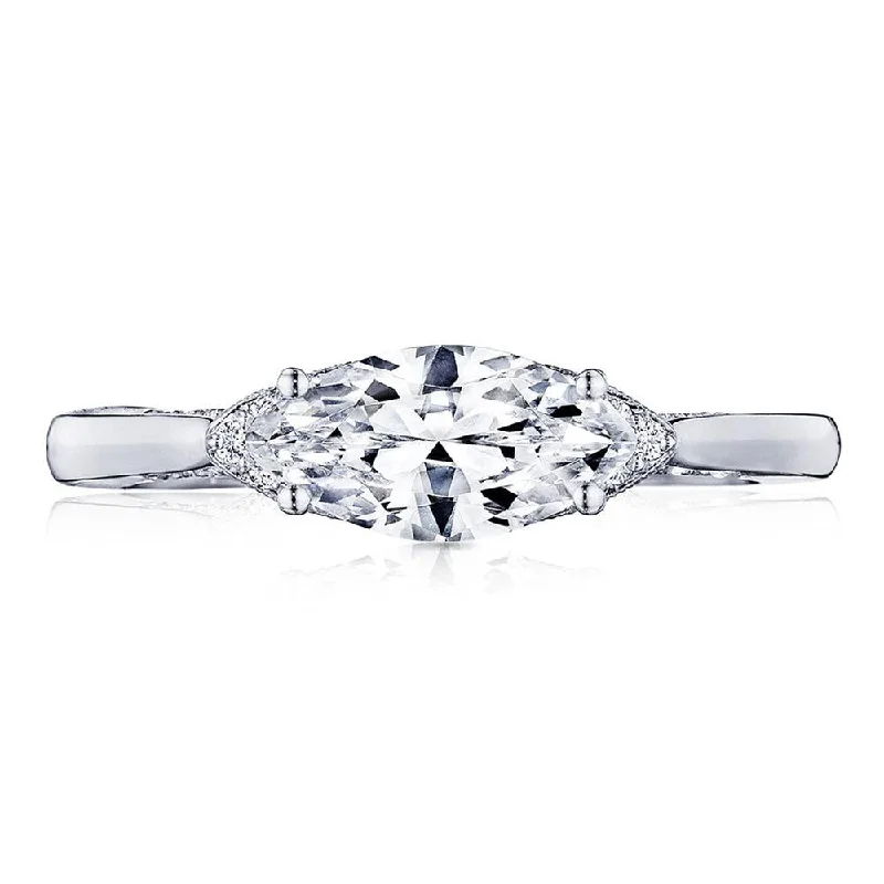 custom engagement rings with sapphire and diamond bands -Marquise Solitaire Engagement Ring