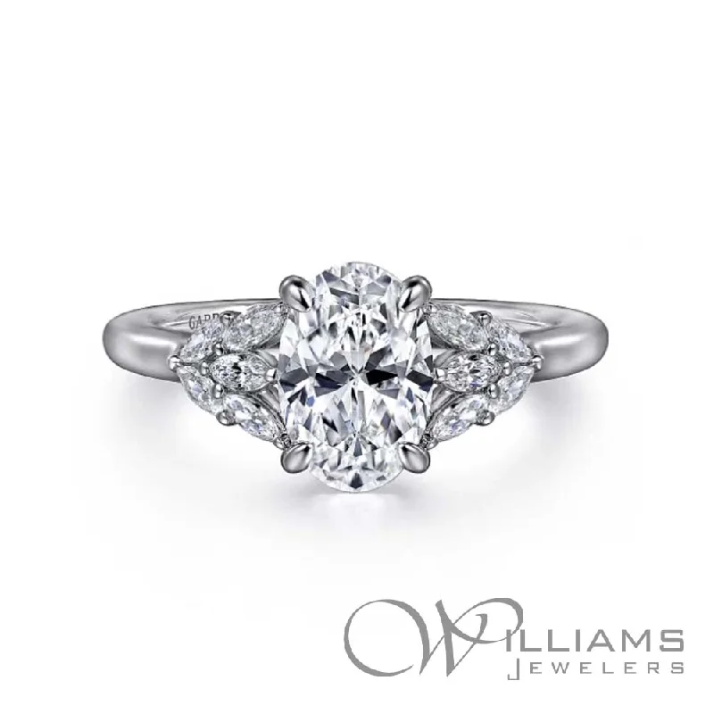 vintage engagement rings with diamonds -Gabriel & Co. Contemporary 14 Karat Diamond Engagement Ring