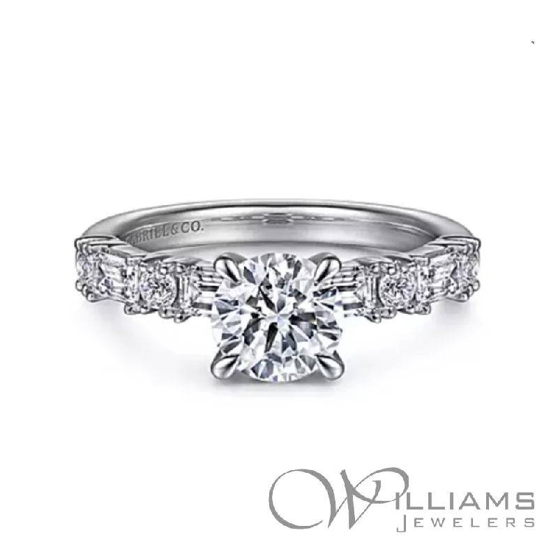 custom engagement rings with diamonds -Gabriel & Co. Contemporary 14 Karat Diamond Engagement Ring