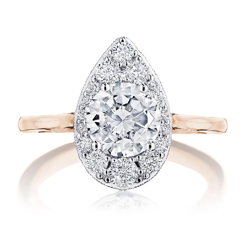 oval cut engagement rings with diamonds -Round, Pear Bloom Engagement Ring