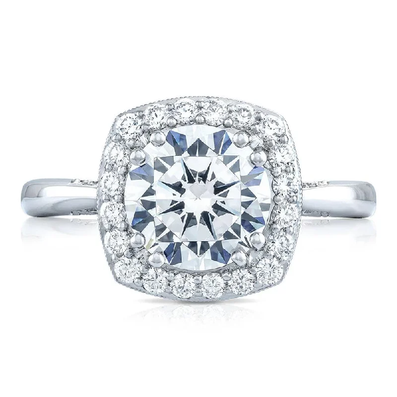 engagement rings with square cut diamonds -Round with Cushion Bloom Engagement Ring