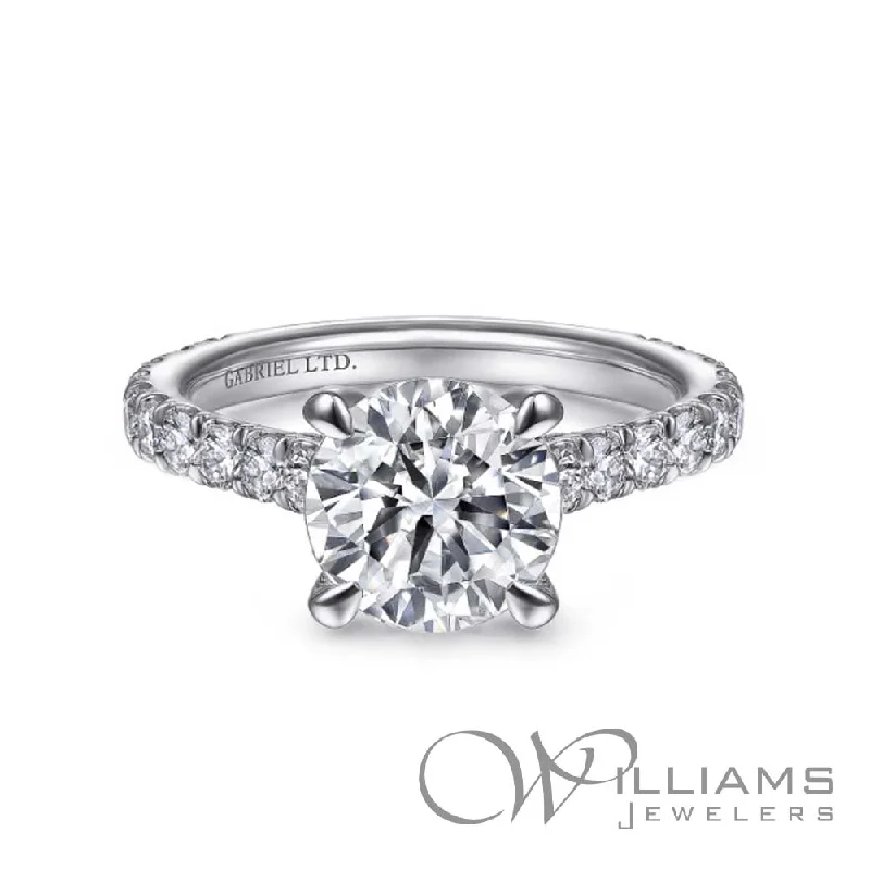 modern engagement rings for women -Gabriel & Co. Contemporary 18 Karat Diamond Engagement Ring