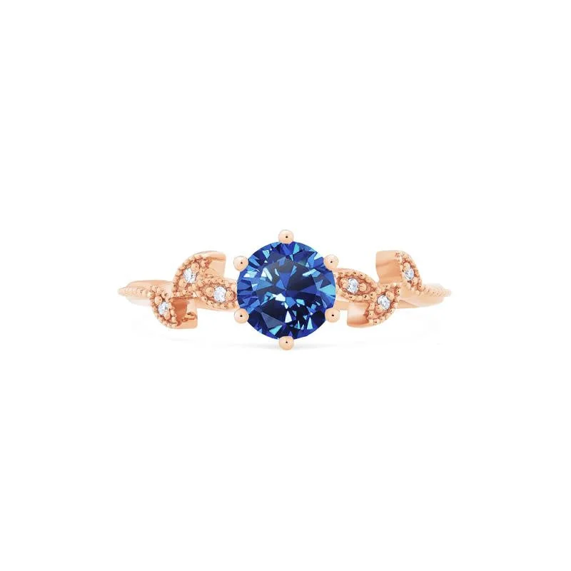 engagement rings with fancy diamonds and gemstones -[Dahlia] Petite Floral Engagement Ring in Blue Sapphire