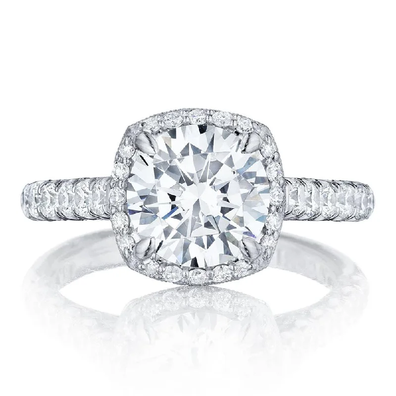 unique engagement rings with round diamonds -Round with Cushion Bloom Engagement Ring