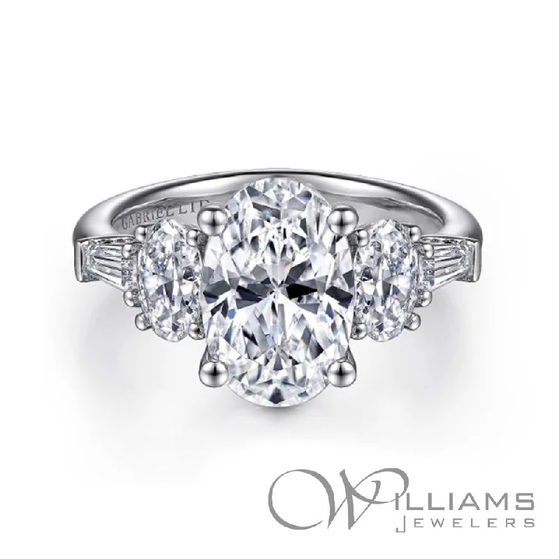 three stone diamond engagement rings -Gabriel & Co. Classics 18 Karat Diamond Engagement Ring