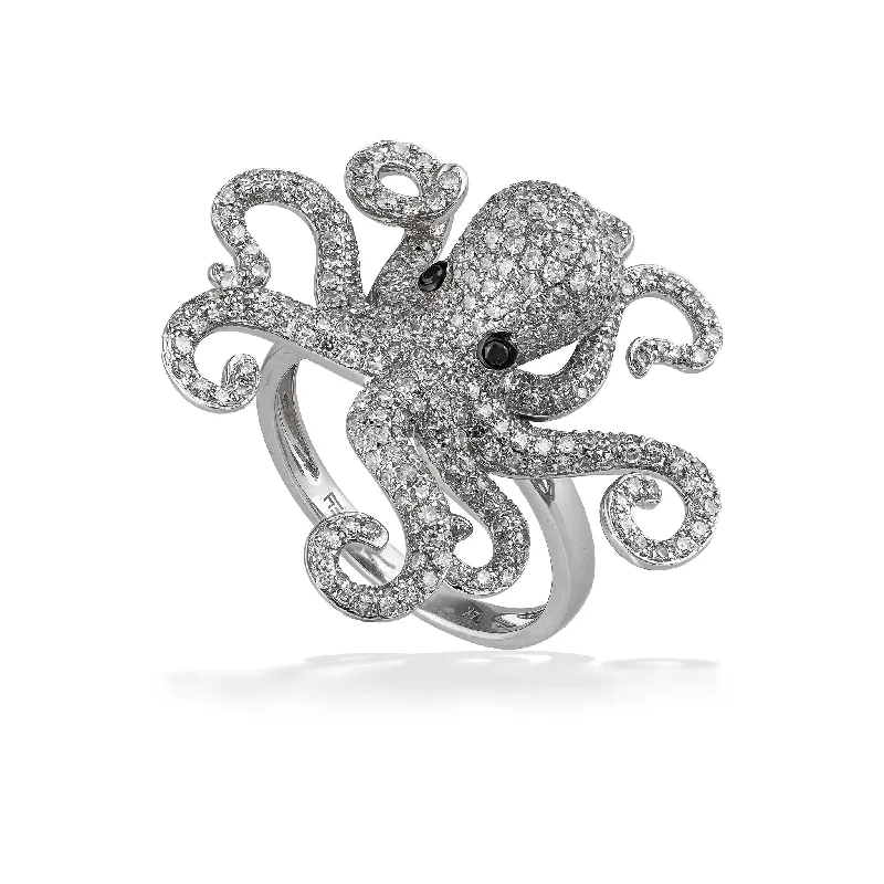 trendy engagement rings with white diamonds -Effy Octopus Diamond Ring