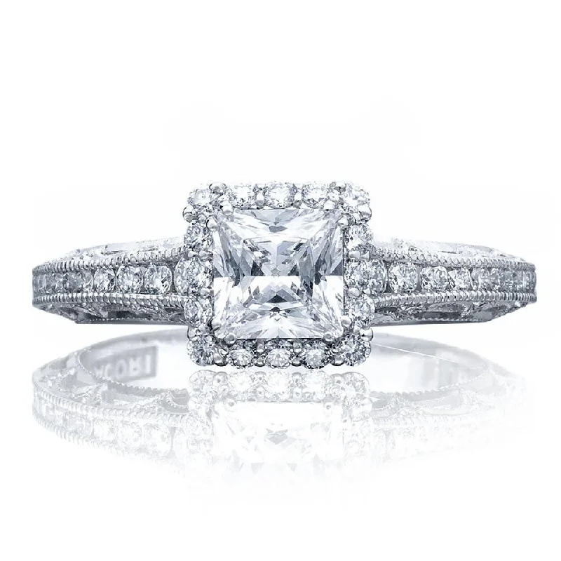 custom engagement rings with square diamonds -Princess Bloom Engagement Ring