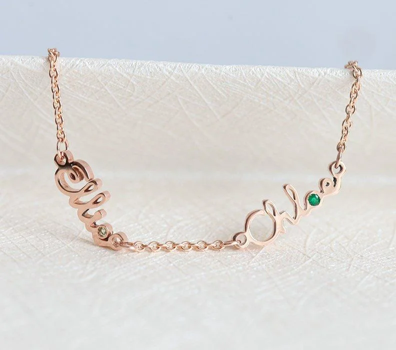 trendy charm bangle bracelets with gemstones for women -Mother Daughter Bracelet Jewelry, 14K Rose Gold