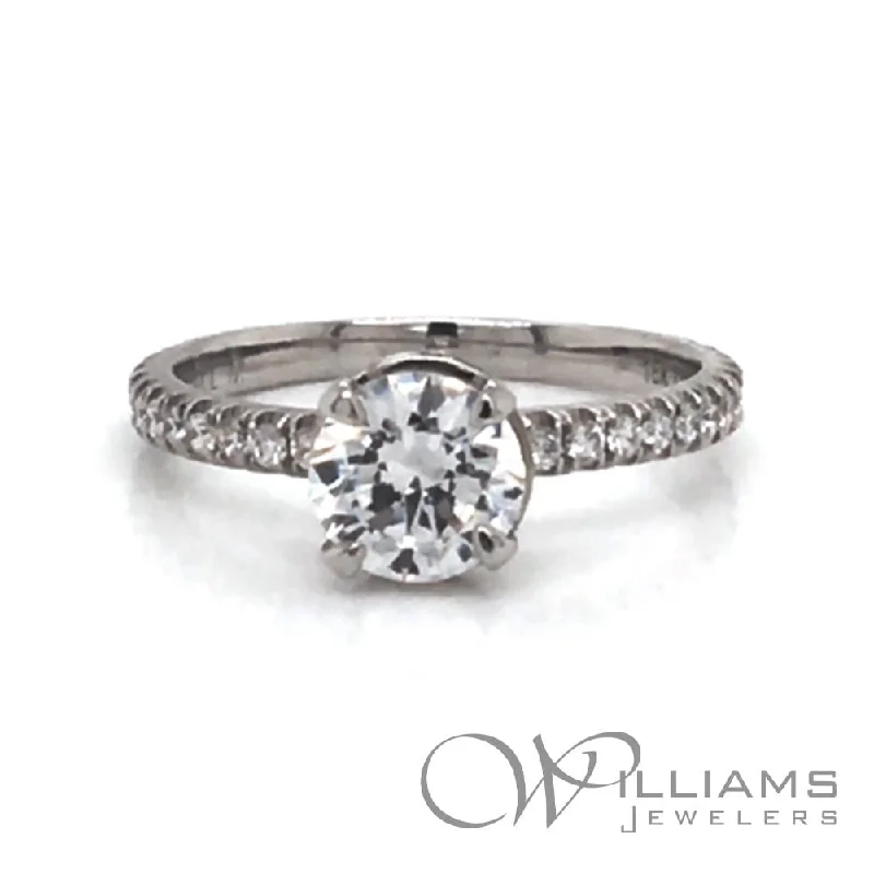 modern engagement rings with radiant diamonds -Michael M Crown 18 Karat Diamond Engagement Ring