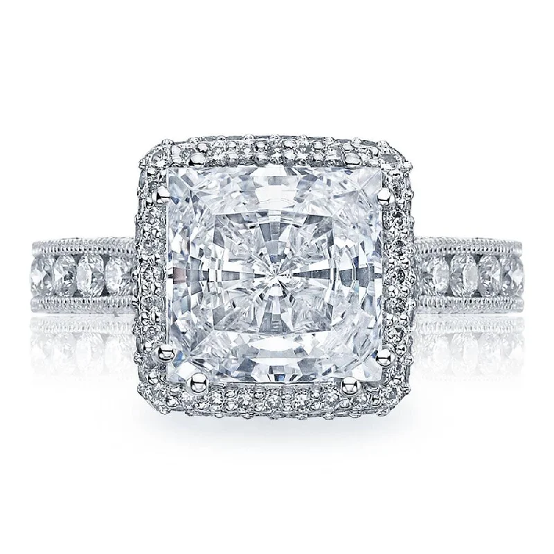 unique engagement rings with three diamonds -Princess Bloom Engagement Ring