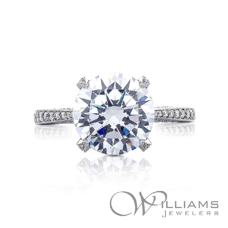 radiant engagement rings with square sapphires -Tacori RoyalT Plat Diamond Engagement Ring