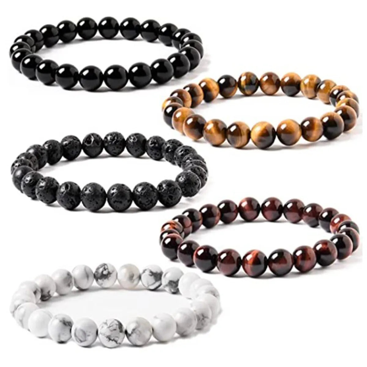 luxurious crystal bangle sets for women -Retro Geometric Semi-precious Stone Bracelets