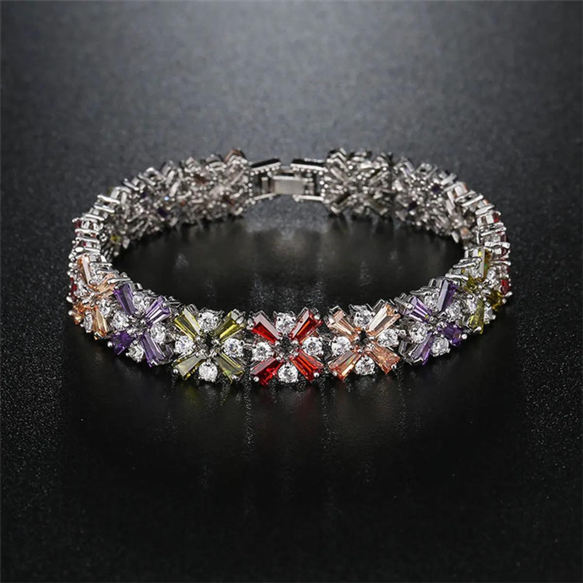 elegant diamond bangle sets for women -Glam Snowflake Copper Plating Inlay Zircon Bracelets