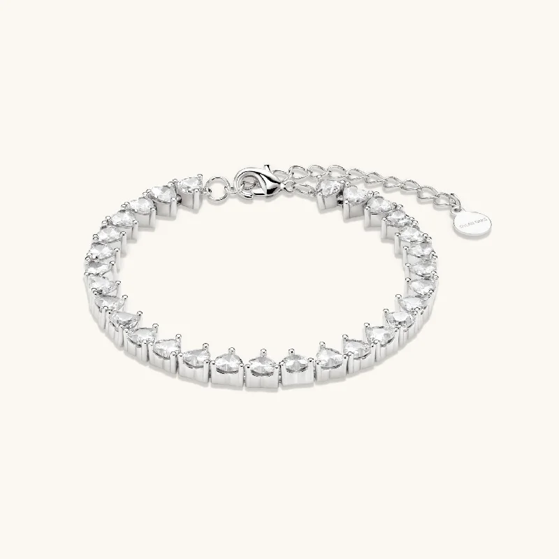 chic gemstone cuff bracelets for women -Amore Tennis Bracelet In Silver