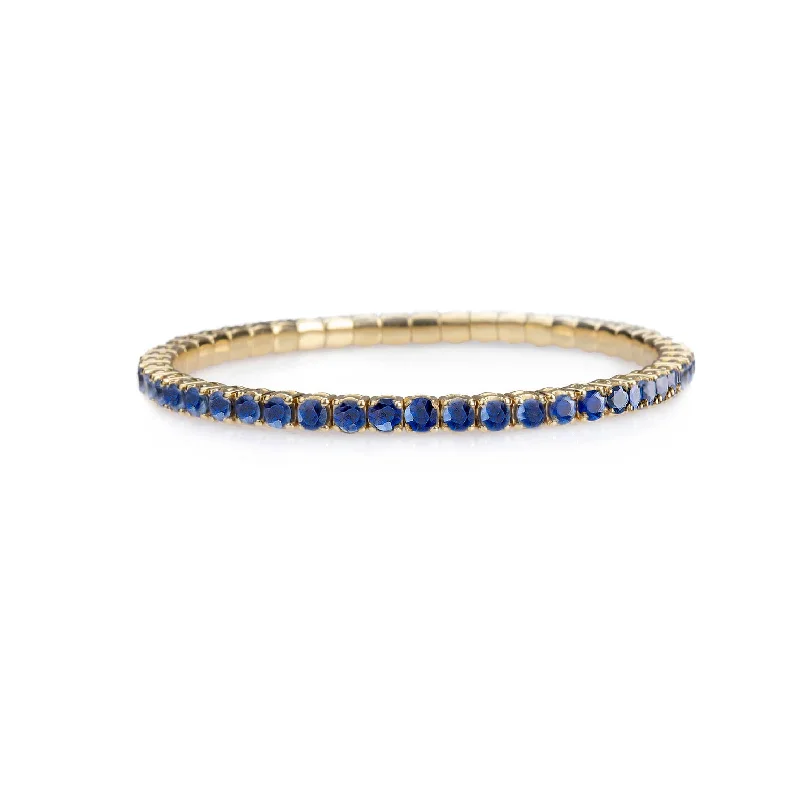 stunning gemstone bangle bracelets for women -18K Gold Stretch Blue Sapphire Tennis Bracelet, 2.25-8.58 Carats