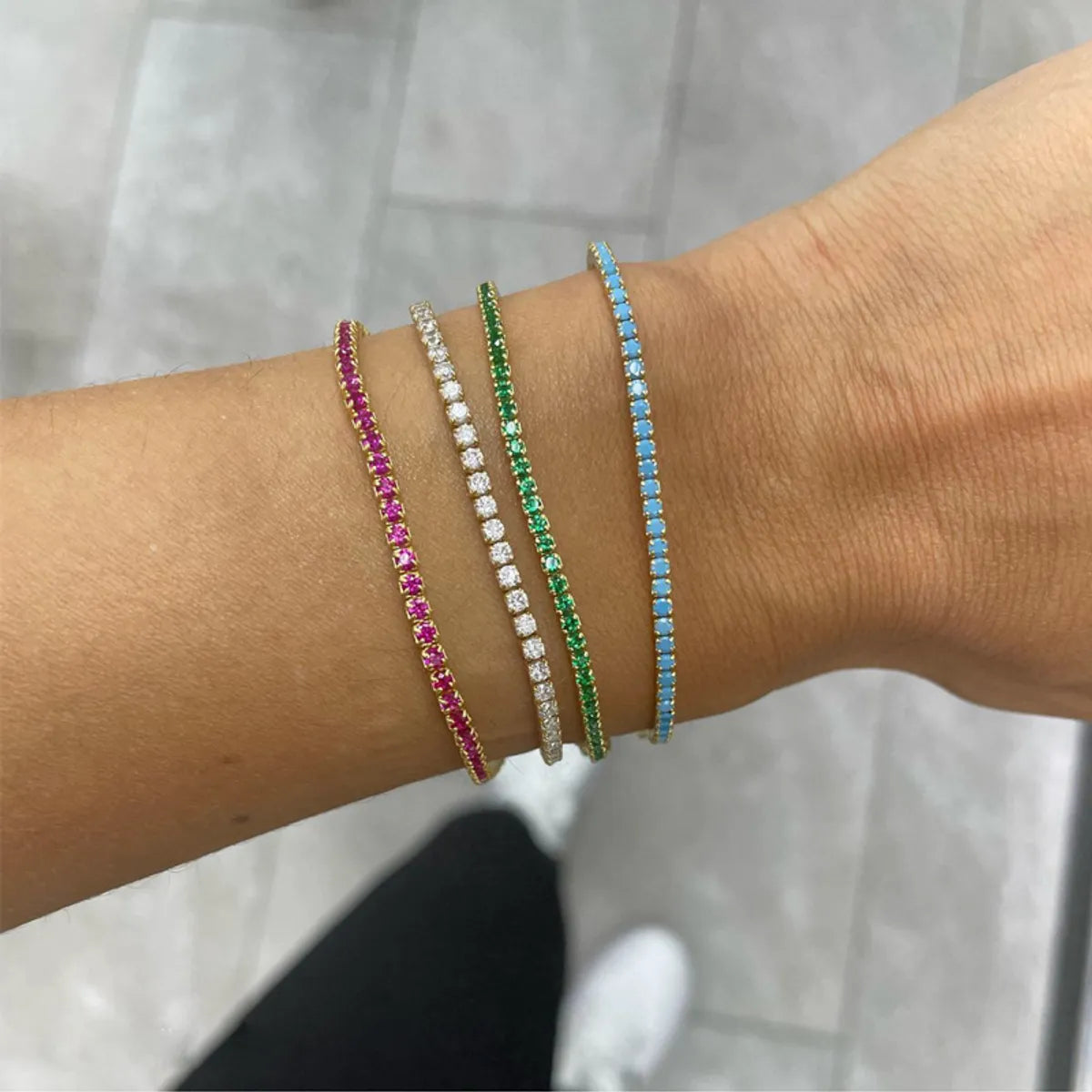 luxury beaded bracelets for women -Cross-border Hot Selling European And American Popular Personalized Color Zircon Bracelet Fashion Wild Hip Hop Tennis Chain Wholesale