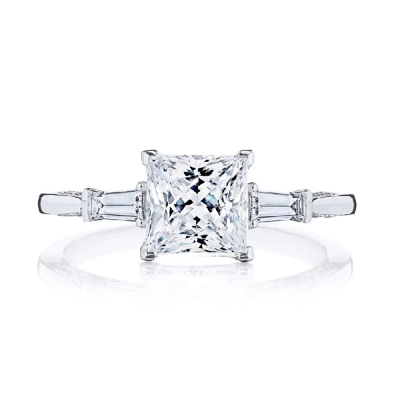 engagement rings with square sapphires -Princess 3-Stone Engagement Ring