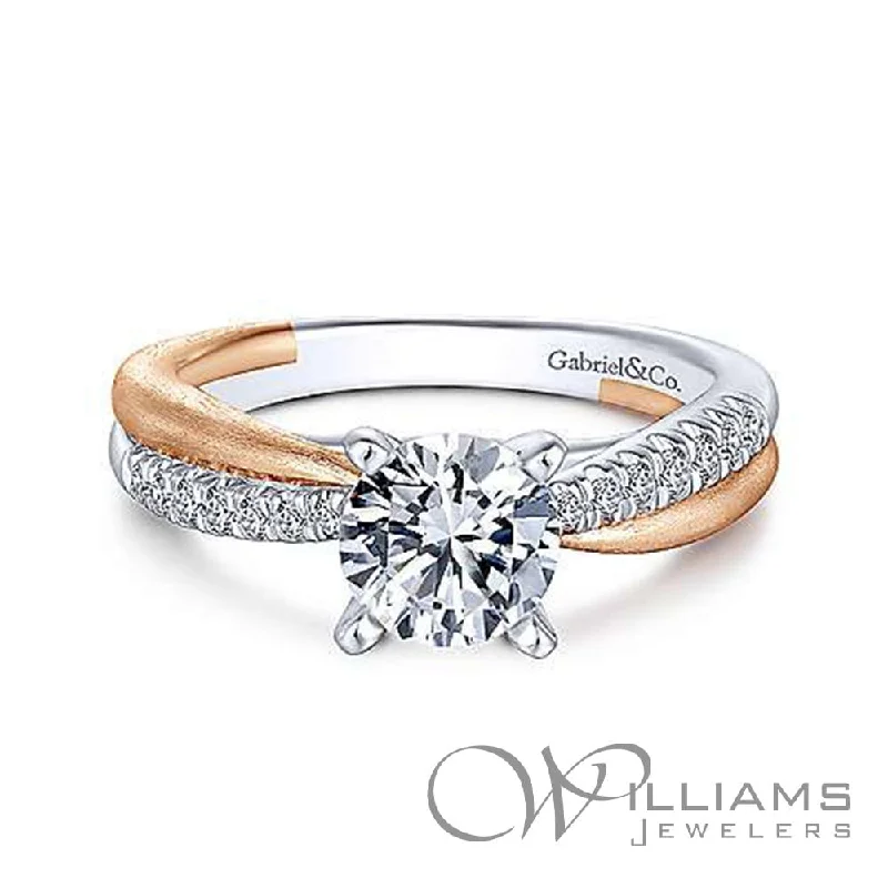 romantic engagement rings with white gold -Gabriel & Co. Contemporary 14 Karat Diamond Engagement Ring