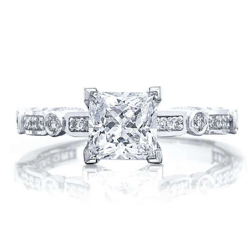 engagement rings with rubies and diamonds -Princess Solitaire Engagement Ring