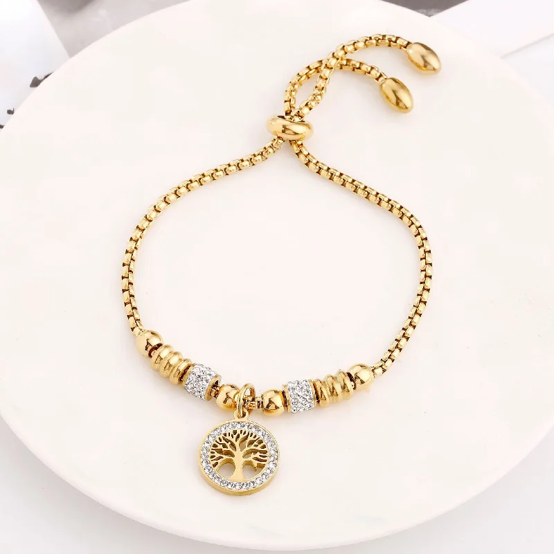 B121 Mud Diamond Lucky Tree Bracelet Gold