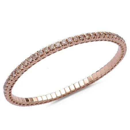 elegant gold bangle bracelets with gemstones for women -18K Stretch Champagne Round Diamond Tennis Bracelet, 2.5-6.6 Carats