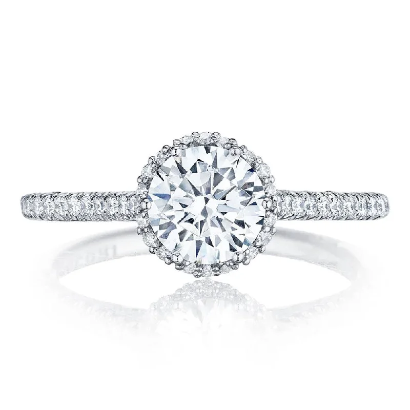 engagement rings with round diamonds and rubies -Round Bloom Engagement Ring