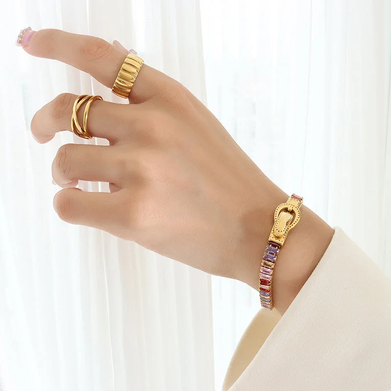 E335-Gold Colorful Zircon Bracelet