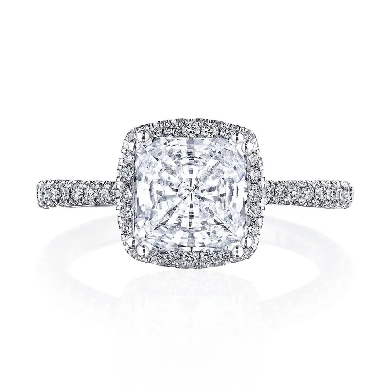 simple solitaire engagement rings for women -Princess with Cushion Bloom Engagement Ring