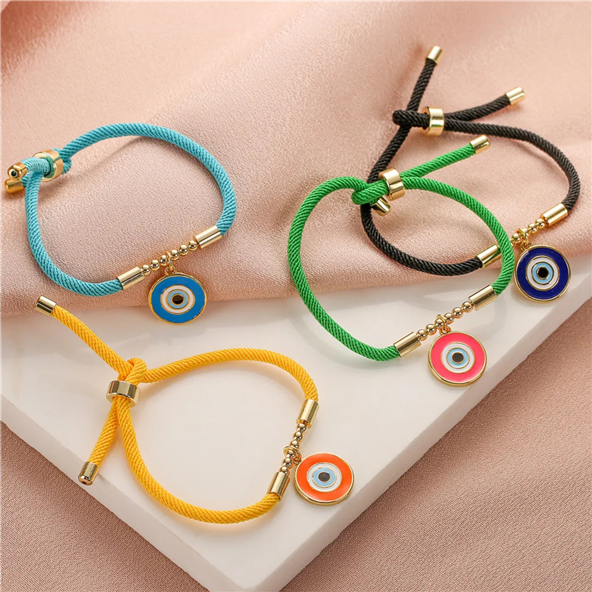 luxurious gemstone bangle sets for women -Fashion Eye Copper Enamel Plating Bracelets 1 Piece