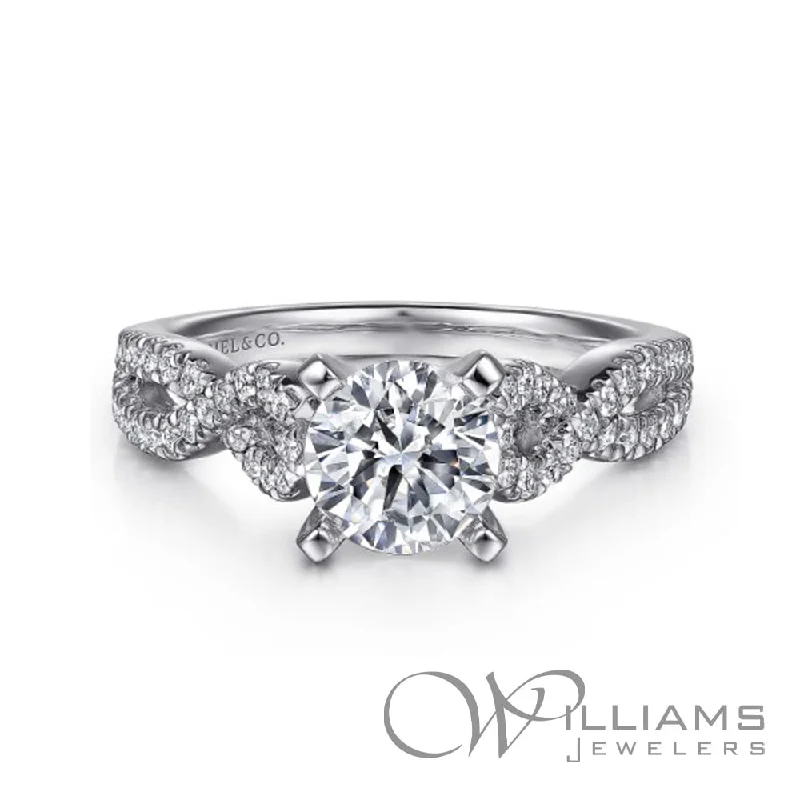 engagement rings with accent diamonds -Gabriel & Co. Contemporary 14 Karat Diamond Engagement Ring