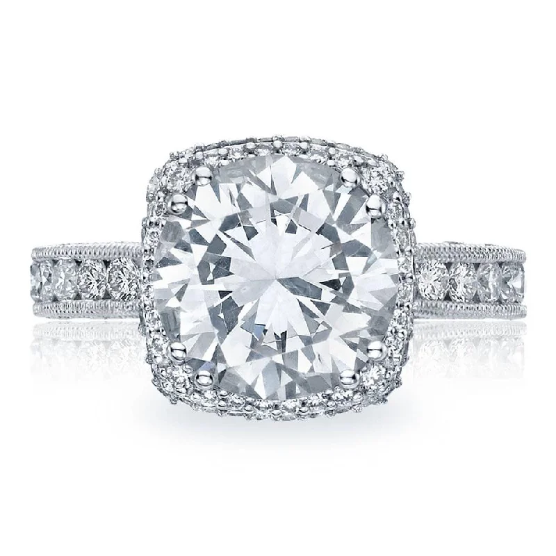 engagement rings with mixed metal designs -Round with Cushion Bloom Engagement Ring