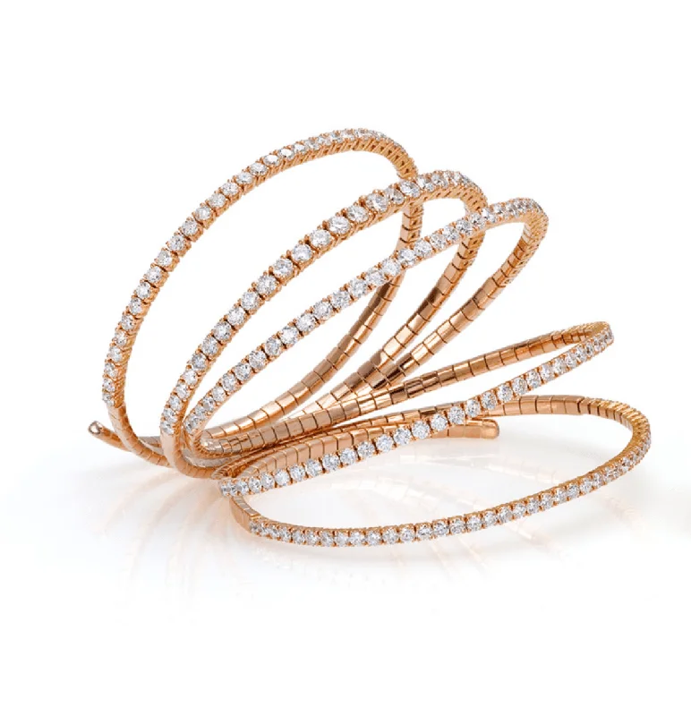 custom made silver bangles for women -18K Stretch Gold and Diamond Wrap Around Bracelet