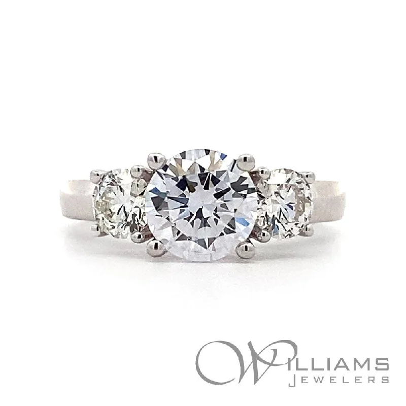 radiant engagement rings with oval sapphires -Williams Signature 18 Karat Diamond Engagement Ring